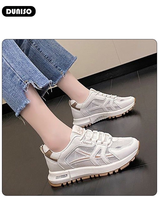 DUNISO Women's Platform Sneakers Low Top Walking Shoes for Lady Comfortable Lace Up   Fashion Breathable Casual Shoes for Indoor Outdoor Travel Work and Running Shoes - Image 5