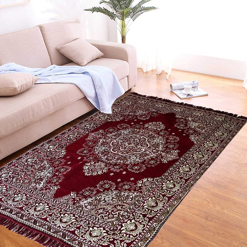 PEPONI سجادة شينيل أنتيك مزهرة بلمسة مخملية من بيبوني 10 × 12 قدم مارون - Image 1