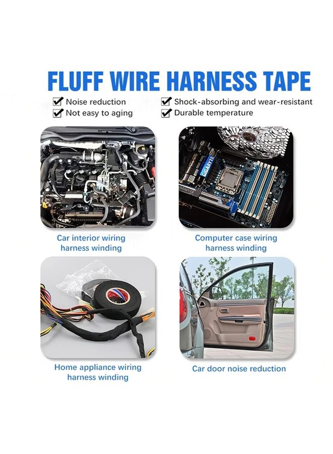 Heat Resistant Electric Tape Black Polyester 590.55 Inch Cable Management Automotive Wiring - Image 5