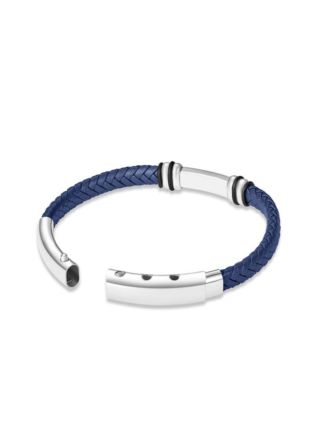 POLICE - Highbridge BraceletBraided Blue Leather with Adjustable Stainless Steel ClipMen's Rugged and Refined  Style - Image 1