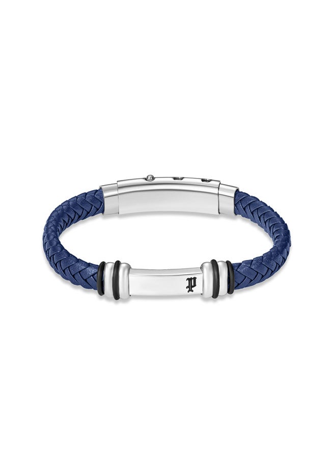 POLICE - Highbridge BraceletBraided Blue Leather with Adjustable Stainless Steel ClipMen's Rugged and Refined  Style - Image 1