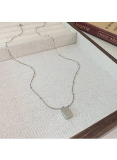 Titanium Letter Pendant Gold Bar Necklace Necklace-silver square plate (titanium steel)