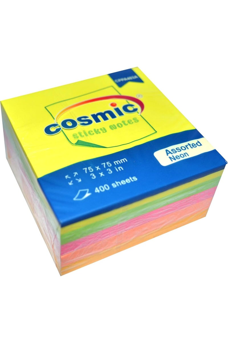 Cosmic CPPA403A Sticky Notes 400 Sheets, 3 x 3-Inch, Neon Assorted Color - Image 2