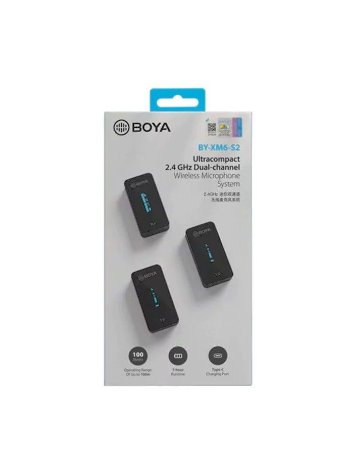 Boya BY-XM6 Wireless Microphone System 2.4GHz - 1x Receiver 2x Transmitter - Image 4