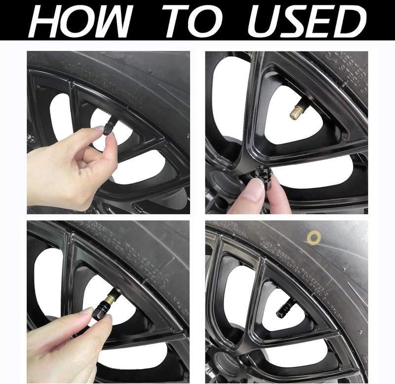 JUSTTOP Car Tire Valve Stem Caps, 12pcs Air Caps Cover, Universal for Cars, SUVs, Bike, Trucks and Motorcycles-Black - Image 4
