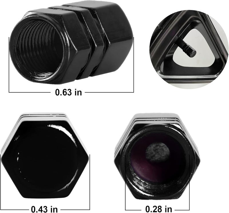 JUSTTOP Car Tire Valve Stem Caps, 12pcs Air Caps Cover, Universal for Cars, SUVs, Bike, Trucks and Motorcycles-Black - Image 2