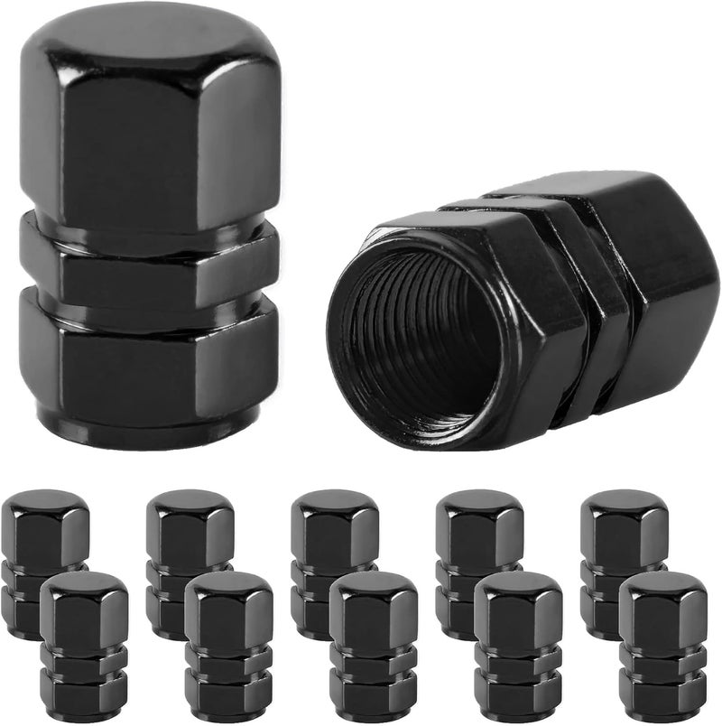 JUSTTOP Car Tire Valve Stem Caps, 12pcs Air Caps Cover, Universal for Cars, SUVs, Bike, Trucks and Motorcycles-Black - Image 1