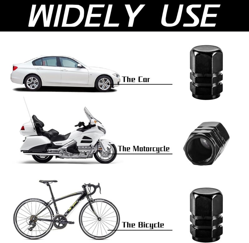 JUSTTOP Car Tire Valve Stem Caps, 12pcs Air Caps Cover, Universal for Cars, SUVs, Bike, Trucks and Motorcycles-Black - Image 3