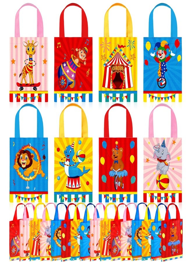 Photect 32 Pcs Circus Carnival Party Favor Bags Carnival Gift Bags Non Woven Circus Treat Candy Goodie Wrapping with Handles for Birthday Baby Shower Decoration Showman Theme Party Supplies - Image 1