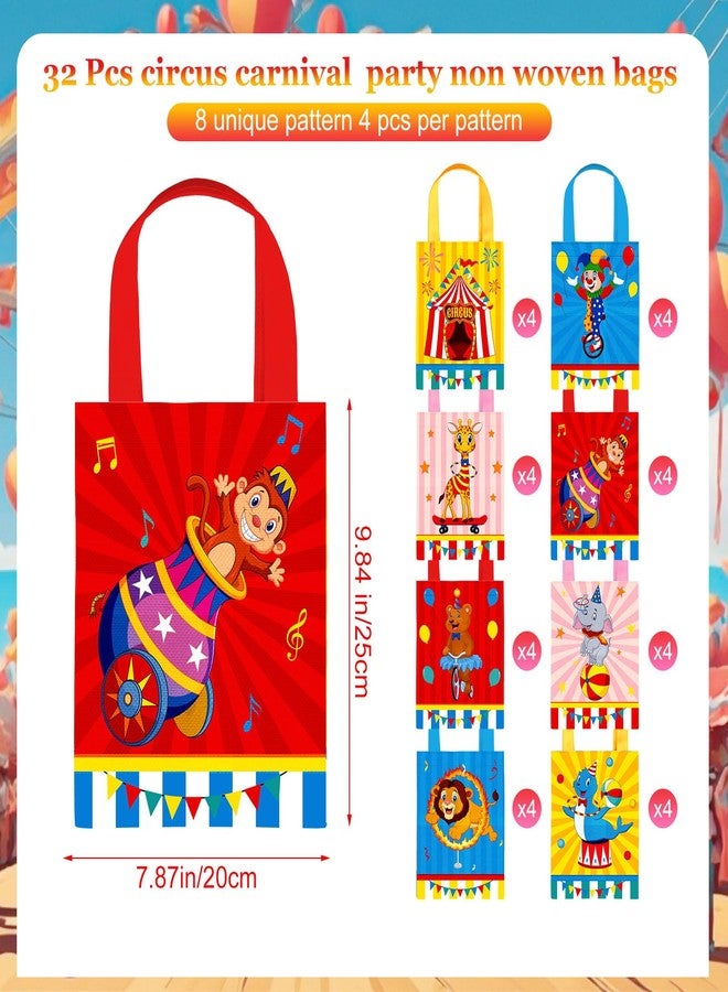 Photect 32 Pcs Circus Carnival Party Favor Bags Carnival Gift Bags Non Woven Circus Treat Candy Goodie Wrapping with Handles for Birthday Baby Shower Decoration Showman Theme Party Supplies - Image 2