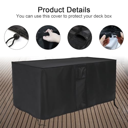 Jungda Outdoor Storage Box Cover for Keter Denali 200 Gallon Resin Large Deck Box,Waterproof Patio Storage Box Cover - 60 x 29 x 36 Inch - Image 3