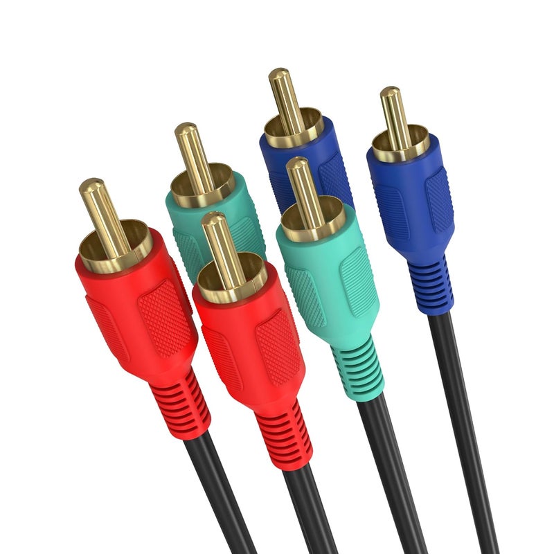 Cmple - 3 RCA Cable 12ft RGB Component Audio Video RCA Cables Male to Male A/V Cable for HDTV, Satellite, Home Theater - Black - Image 1