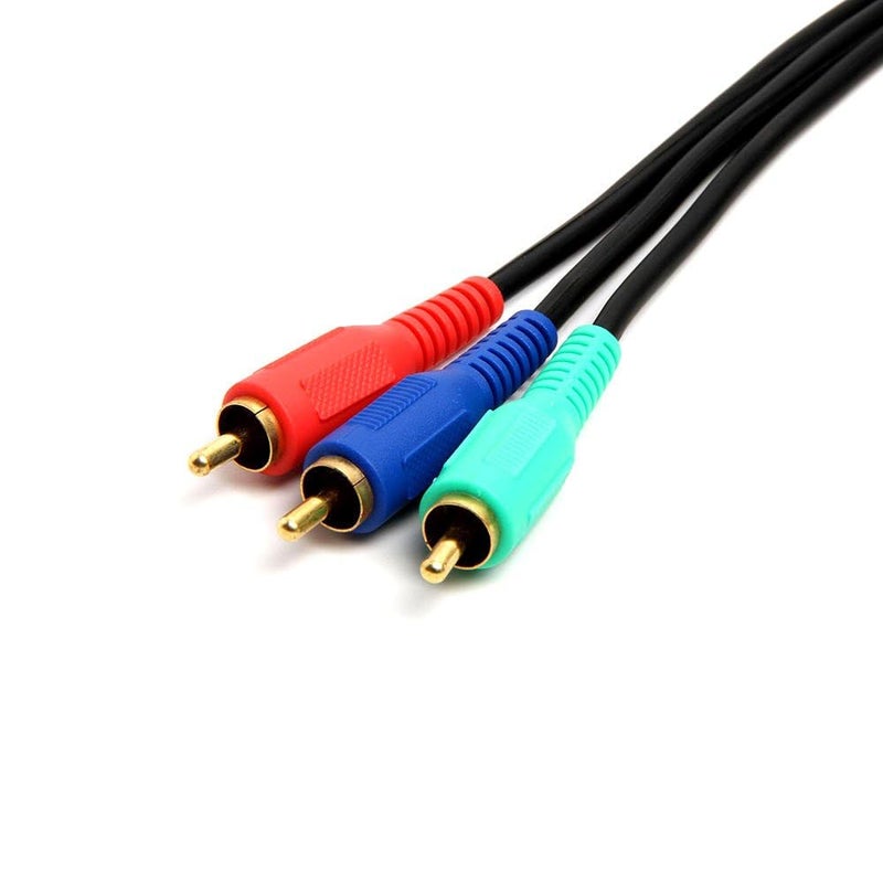 Cmple - 3 RCA Cable 12ft RGB Component Audio Video RCA Cables Male to Male A/V Cable for HDTV, Satellite, Home Theater - Black - Image 5