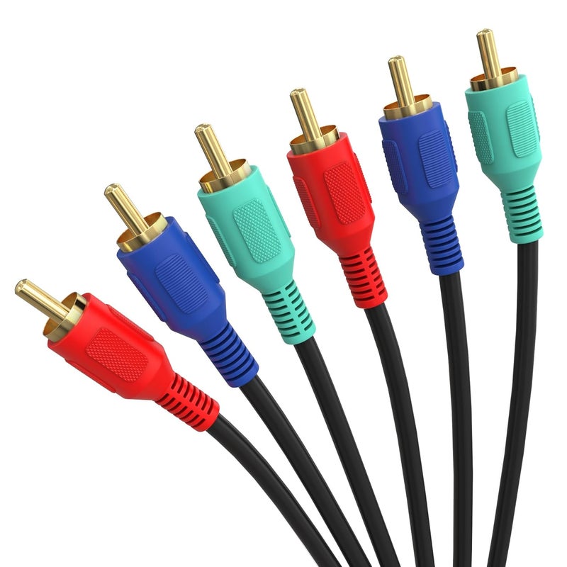 Cmple - 3 RCA Cable 12ft RGB Component Audio Video RCA Cables Male to Male A/V Cable for HDTV, Satellite, Home Theater - Black - Image 4