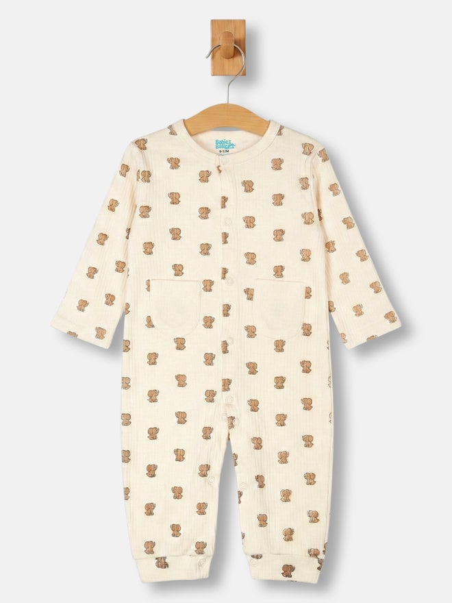 Babies Basic Premium Ribbed Cotton Sleepsuit Romper with Cap and Bib - Image 4