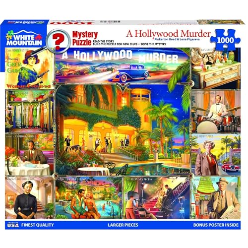 White Mountain 1000 Piece Jigsaw Puzzle Vintage Film Detective Collage Puzzles with Large Pieces Gift for Adults and Family 24x30 Hollywood MurderMystery - Image 5
