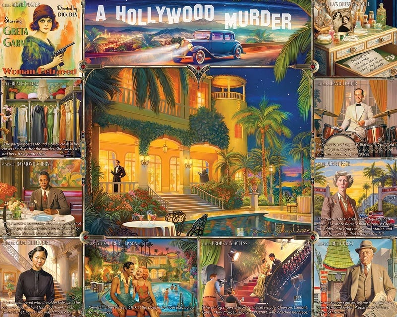 White Mountain 1000 Piece Jigsaw Puzzle Vintage Film Detective Collage Puzzles with Large Pieces Gift for Adults and Family 24x30 Hollywood MurderMystery - Image 3