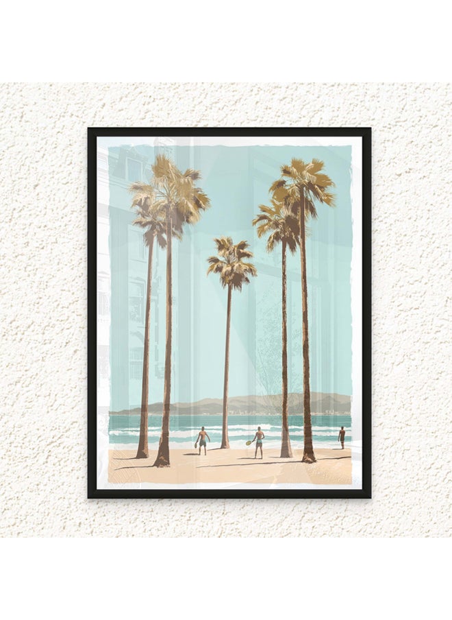Art Decor - Art Decor Framed Fine Art of Beach with Palm Trees Portrait Aesthetic Tropical Coastal Print Wall Décor for Living Room Bedroom Home Office Hotel Gifting - Image 1