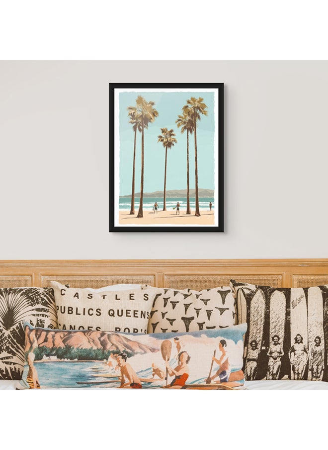 Art Decor - Art Decor Framed Fine Art of Beach with Palm Trees Portrait Aesthetic Tropical Coastal Print Wall Décor for Living Room Bedroom Home Office Hotel Gifting - Image 1