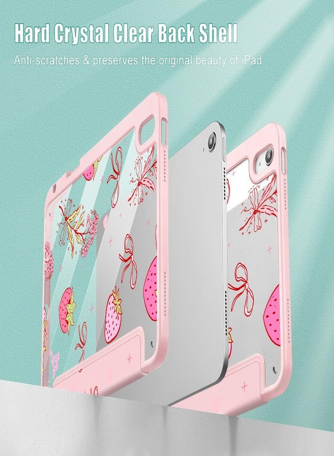 May Chen for iPad (A16) 11th Generation Case 11 Inch 2025, iPad 10th Gen Case 2022 10.9 inch, Built-in Pencil Holder with Shockproof Cover Clear Transparent Back Shell Auto Wake/Sleep, Strawberry Bow - Image 4
