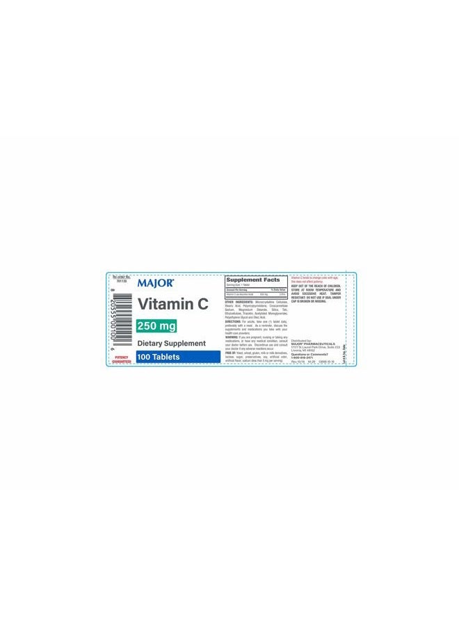 Major Pharmaceuticals Major Vitamin C 250 Mg - Dietary Supplement - 100 Tablets - Image 2