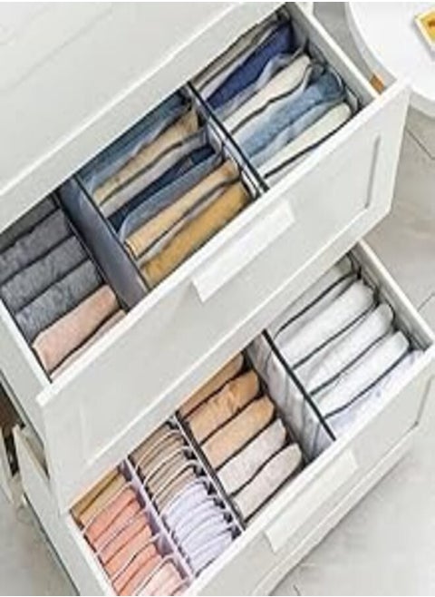 Foldable Drawer Organizer for Wardrobe Clothes Storage - 7 Grids Multipurpose Large Capacity Storage Box for T-shirt, Leggings, Skirts, Jeans (Pack of 1)