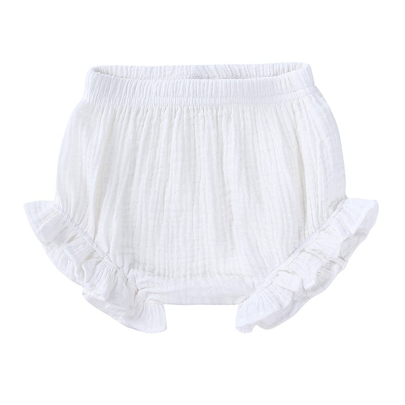 Durio Baby Bloomers for Toddler Girls Newborn Diaper Covers for Girls Cute Cotton Baby Girl Shorts A White 3-9 Months - Image 1