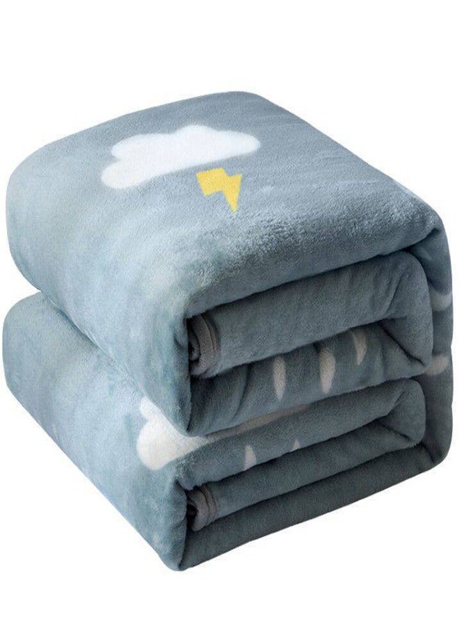 ZCM-HAPPY Plain Velvet Blanket for Air Conditioning and Winter Bliss - Ideal for Home, Travel, and More (200x230cm) Letters Rain Pattern - Image 1