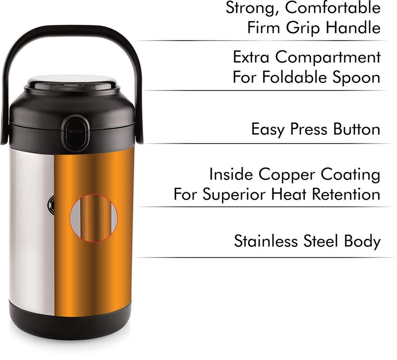 Cello CELLO Fredo Stainless Steel Double Walled Lunch Box with 3 Containers | Insulated Lunch Box |Leak Proof | Food Grade | Easy to Carry | Ideal for Offices, Travel  - Image 4