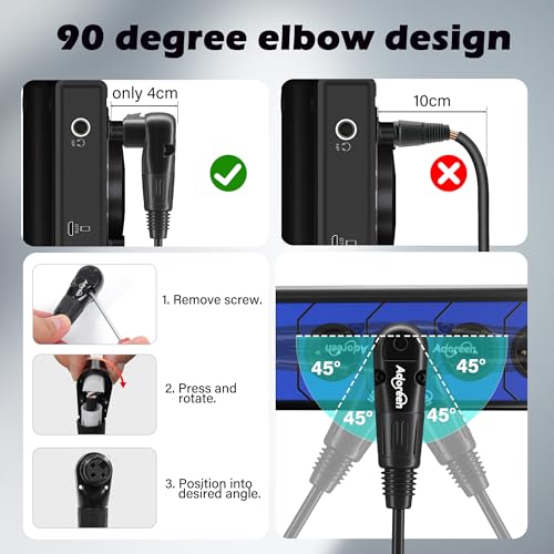 Adoreen Right-Angle XLR Male to Straight XLR Female Microphone Cable 6 Ft, Adjustable 90 Degree Pro Balanced Shielded 3 Pin DMX Patch Cord for Studio Audio&DJ Stage Live Recording&Speaker System - Image 2