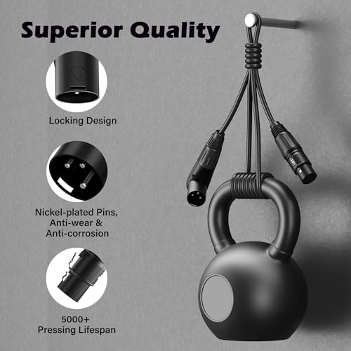 Adoreen Right-Angle XLR Male to Straight XLR Female Microphone Cable 6 Ft, Adjustable 90 Degree Pro Balanced Shielded 3 Pin DMX Patch Cord for Studio Audio&DJ Stage Live Recording&Speaker System - Image 3