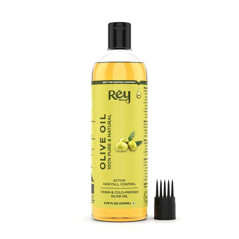 Rey Naturals Rey Naturals Extra Virgin Olive Oil For Hair Pure Olive Oil for Skin Deeply Moisturizes Repairs And Strengthens olive oil for baby massage Good Hair Texture Adds Shine 200ml - Image 1