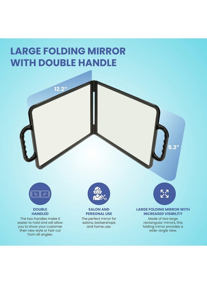 Salon Supply Co Large Folding Mirror With Double Handle - Rectangular Folded Handheld Mirror With Handles - Haircut Mirror - Salon Mirror  - Image 2