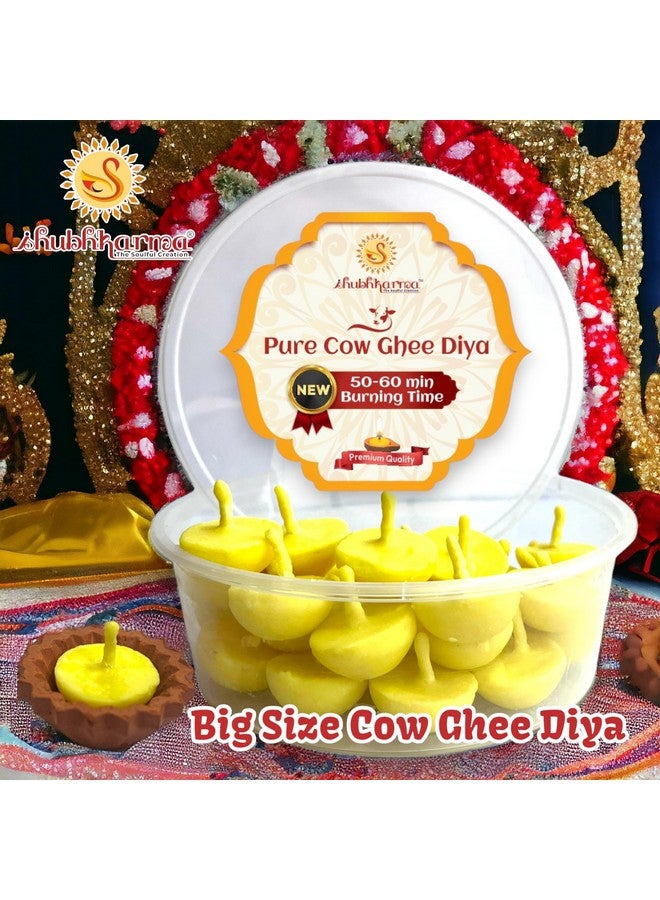 SHUBHKARMA BIG SIZE COW GHEE DIYA BATTI, 50-60min Burning Time, Fine Quality PUJA BAATI, (Pack Of 50 Pieces) Handmade, Wax Free, Round Shape Ghee Jyot For Pooja, Festivals & Religious Rituals - Image 4
