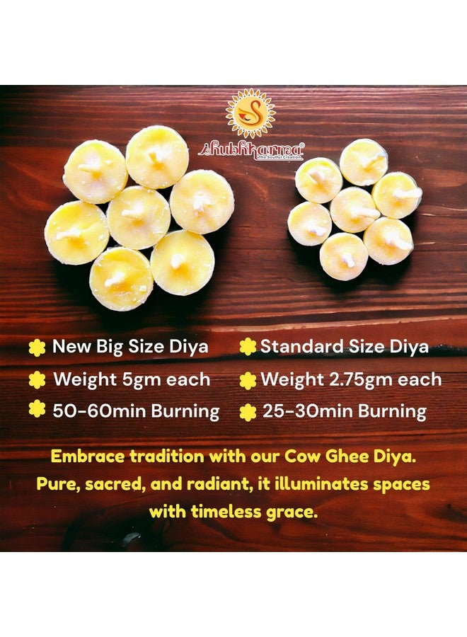 SHUBHKARMA BIG SIZE COW GHEE DIYA BATTI, 50-60min Burning Time, Fine Quality PUJA BAATI, (Pack Of 50 Pieces) Handmade, Wax Free, Round Shape Ghee Jyot For Pooja, Festivals & Religious Rituals - Image 2