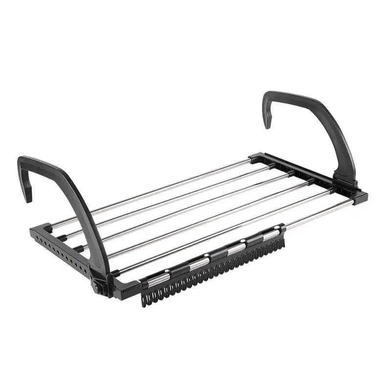 AZRMOH Cloth Drying Rack 6 Rail Bar Holder Mini Towel Hanging Clothes Balcony Windows Clothes Drying Rack Cloth Dryer Stand Shoe Rack Hanging on The Door Bathroom Corridor Balcony - Image 1