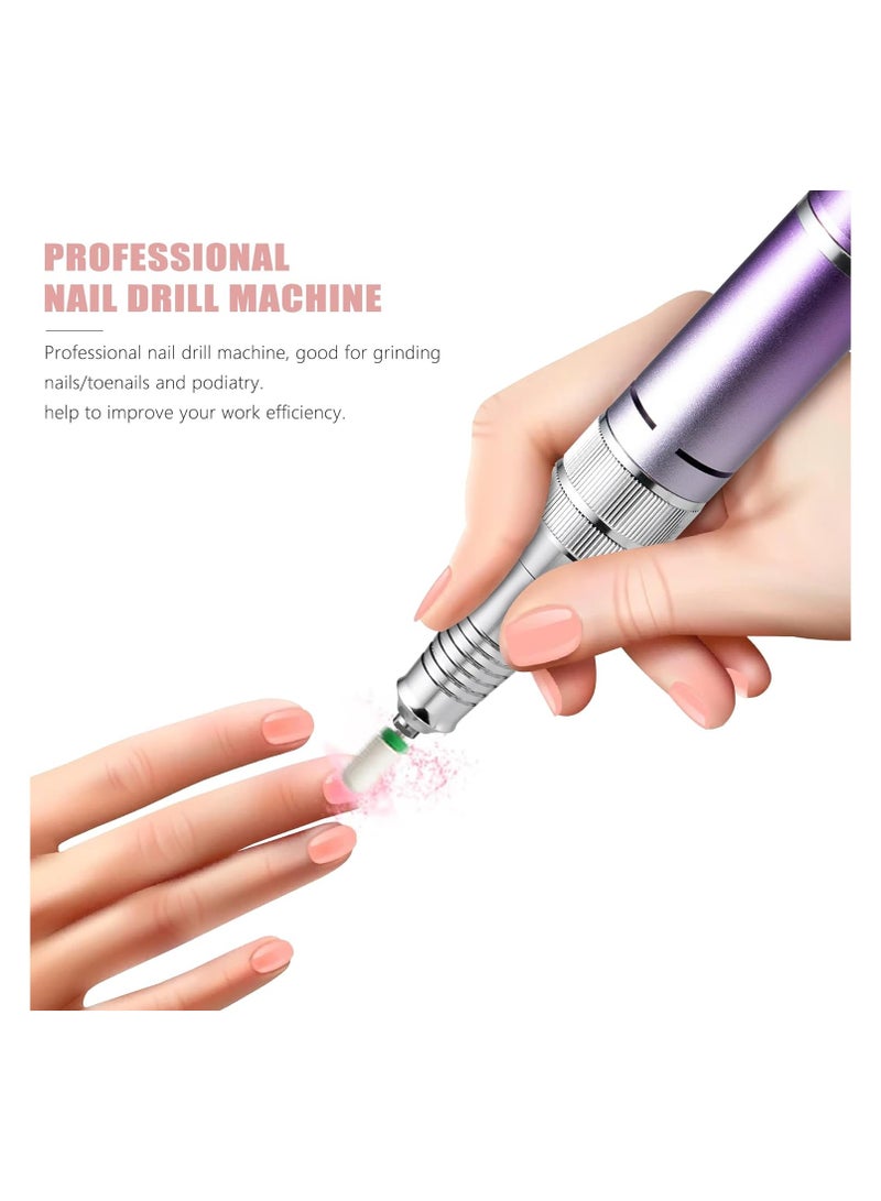 SYOSI Professional Nail Drill 35000 RPM Electric Rechargeable Acrylic Gel Grinder Tool with 6 Metal Nail Drill Bits Acrylic Gel Nail DIY Manicure Pedicure Tools for Manicure Pedicure Carve Polish - Image 2
