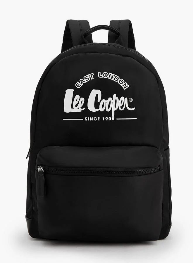 Lee Cooper Logo Print School Backpack With Front Pocket - 29.5x15x44 CM
