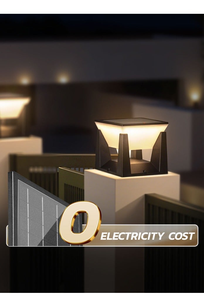 مودي عبوة من قطعتين من مصابيح أعمدة الطاقة الشمسية الخارجية - مصابيح LED مقاومة للماء IP65، 3 أوضاع ألوان (3000 كلفن/4500 كلفن/6500 كلفن)، مصابيح سياج تعمل بالطاقة الشمسية من الغسق إلى الفجر للبوابة والحديقة والفناء والحديقة - Image 2