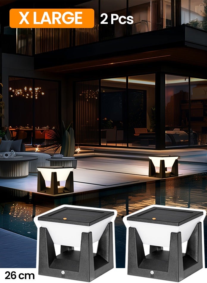 مودي عبوة من قطعتين من مصابيح أعمدة الطاقة الشمسية الخارجية - مصابيح LED مقاومة للماء IP65، 3 أوضاع ألوان (3000 كلفن/4500 كلفن/6500 كلفن)، مصابيح سياج تعمل بالطاقة الشمسية من الغسق إلى الفجر للبوابة والحديقة والفناء والحديقة - Image 1