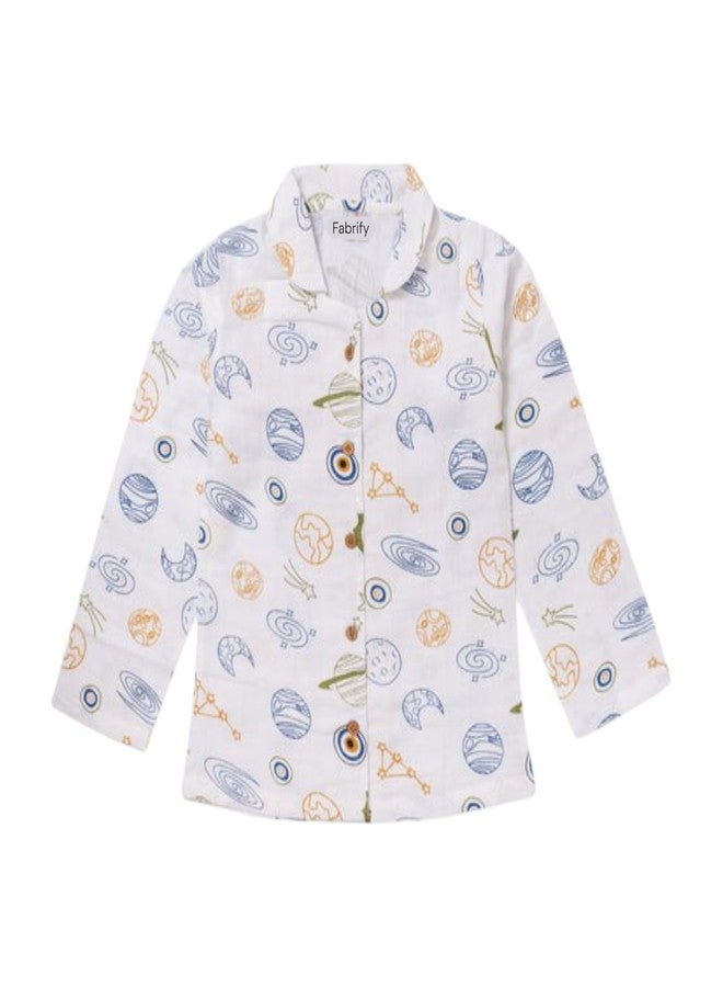Fabrify Baby and Kids Cotton Printed Pyjama Set, Unisex Nightwear, Half Sleeve, Regular Fit, Trendy Nightsuit for Boys and Girls (Galaxy Adventure) (3-4 Y) Multicolour - Image 5