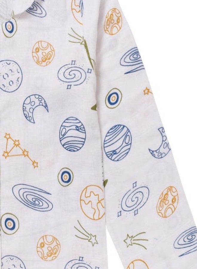 Fabrify Baby and Kids Cotton Printed Pyjama Set, Unisex Nightwear, Half Sleeve, Regular Fit, Trendy Nightsuit for Boys and Girls (Galaxy Adventure) (3-4 Y) Multicolour - Image 3