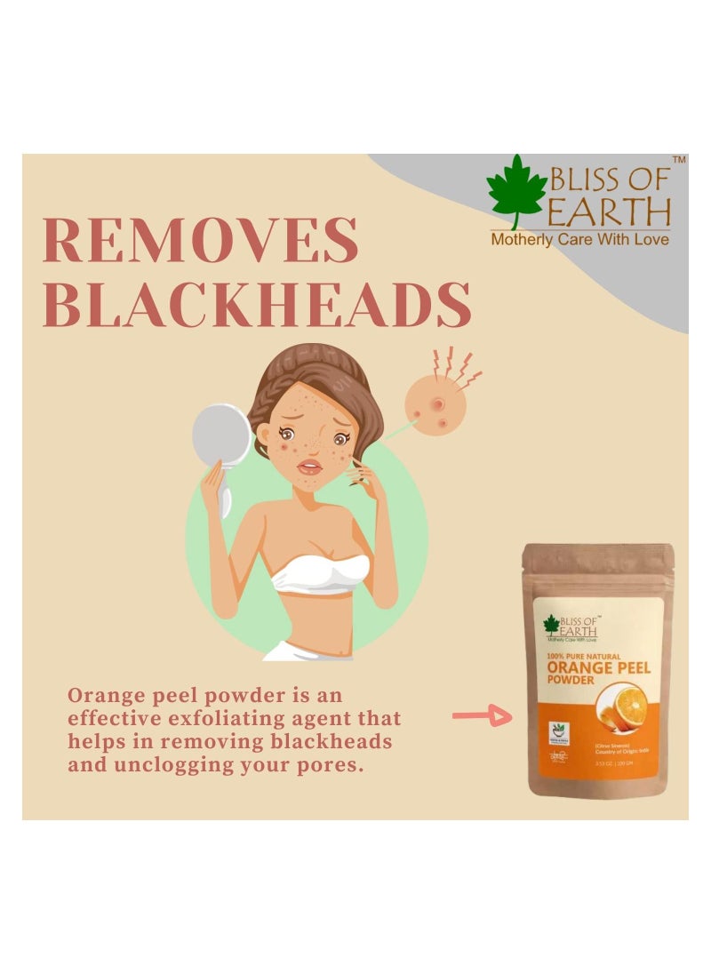 BLISS OF EARTH Bliss Of Earth Natural Jatamansi Powder Orange Peel Powder 100GM Pack Of 2  - Image 5