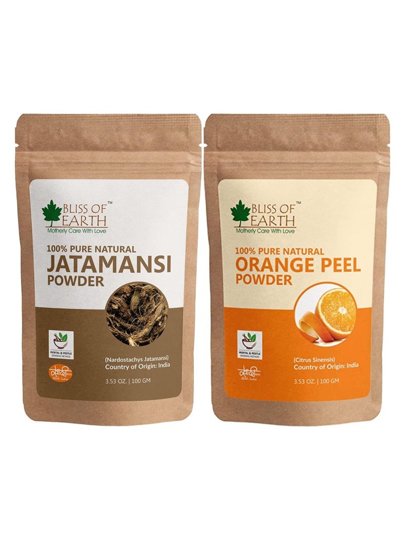 BLISS OF EARTH Bliss Of Earth Natural Jatamansi Powder Orange Peel Powder 100GM Pack Of 2  - Image 1