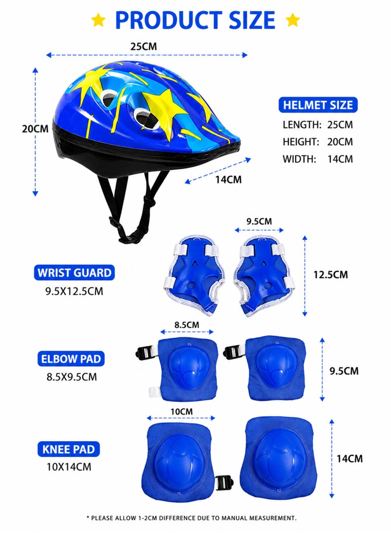DBLEW Kids Protective Gear Set with Adjustable Helmet, Knee Pads, Elbow Pads, Wrist Guards & Storage Pouch for Cycling, Skateboarding, Scooter Riding, Roller Skating and Outdoor Sports - Image 2