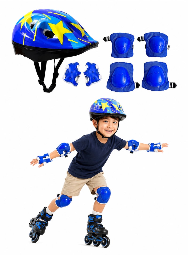DBLEW Kids Protective Gear Set with Adjustable Helmet, Knee Pads, Elbow Pads, Wrist Guards & Storage Pouch for Cycling, Skateboarding, Scooter Riding, Roller Skating and Outdoor Sports - Image 1