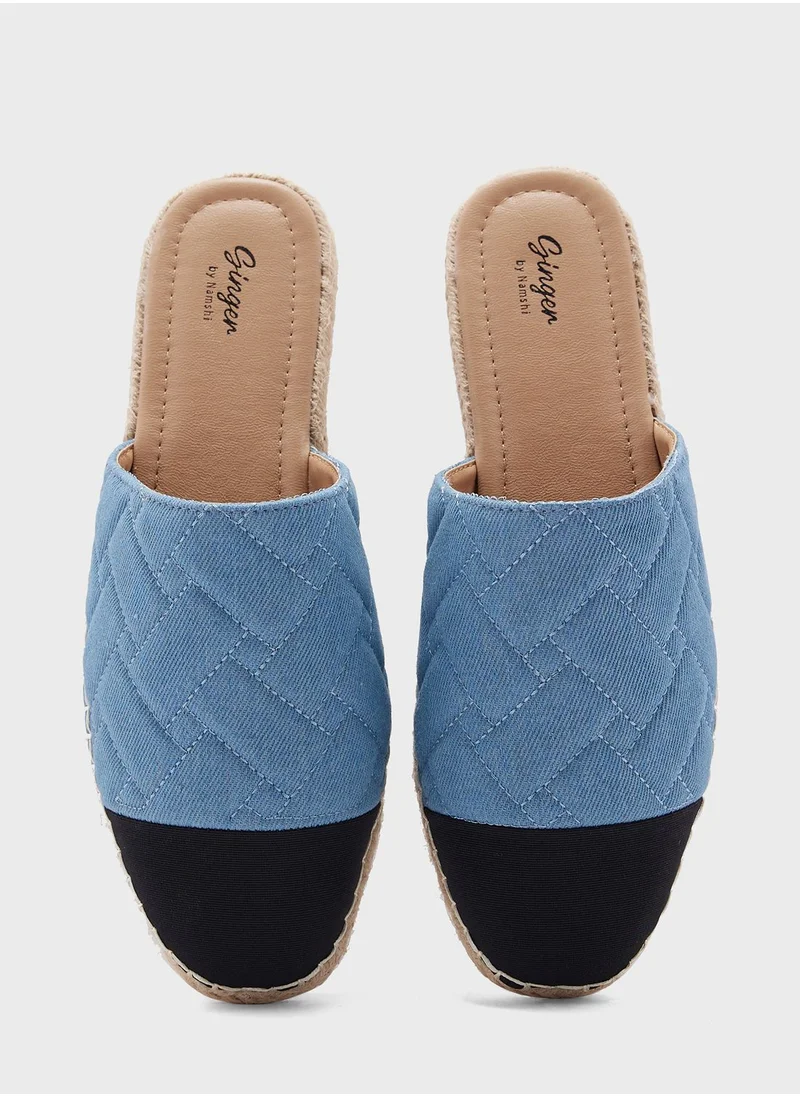 جينجر Quilted Toe Cap Slip On Espadrille