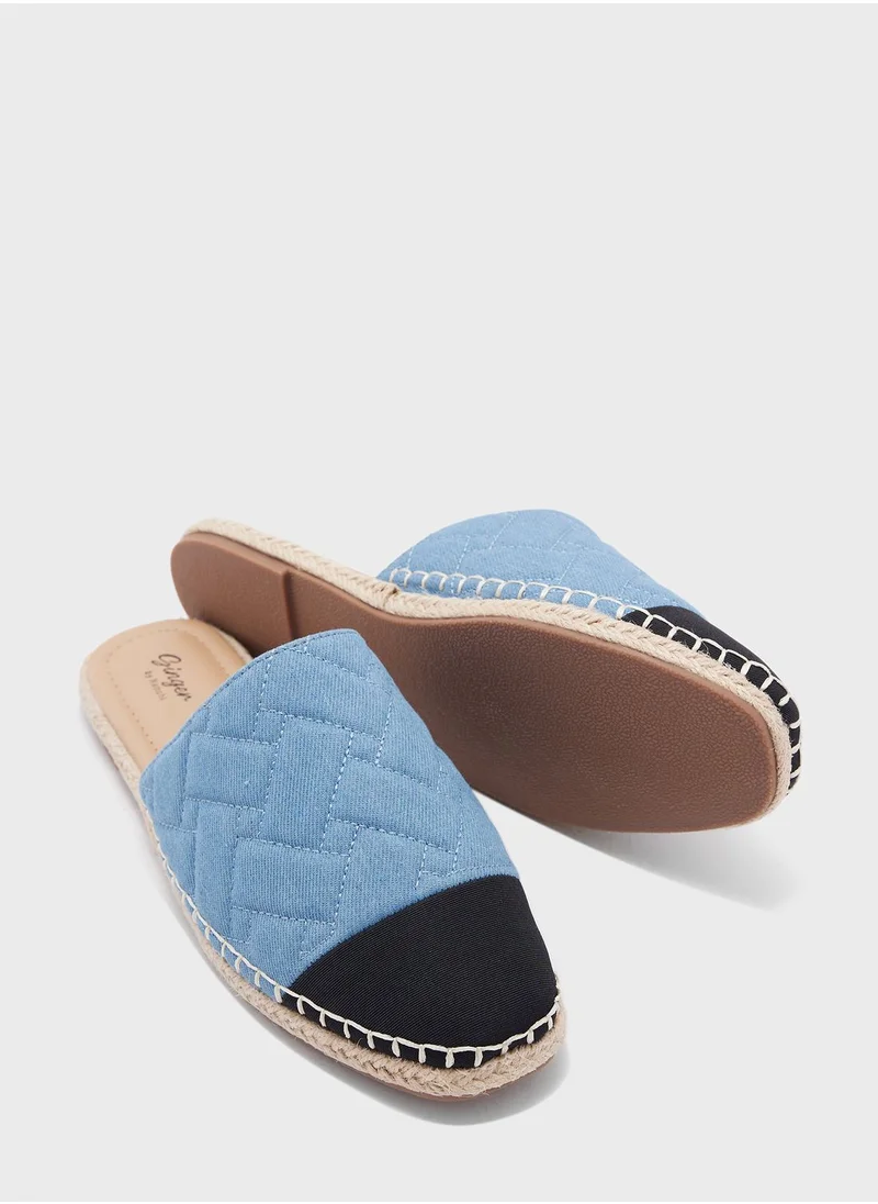 جينجر Quilted Toe Cap Slip On Espadrille