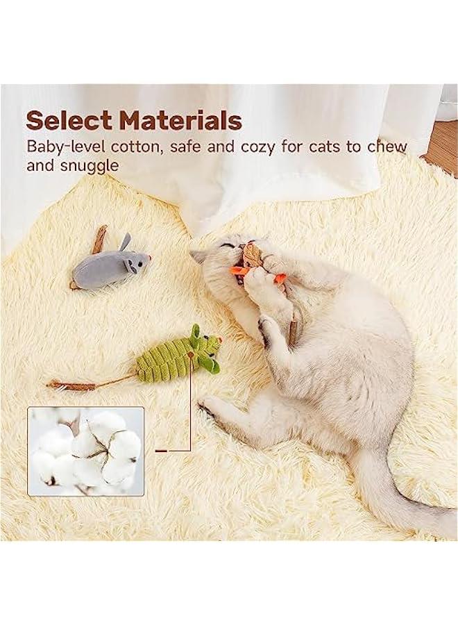 3 Pieces Squeaking Mice Cat Toys, Interactive Silvervine Animal Toys with Catnip for Indoor Kittens, Matatabi Catnip Chirping Toy, Chew Exercise Toy for Cats