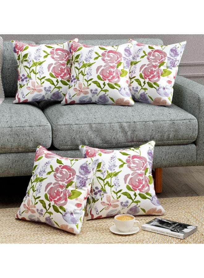 Trance Home Linen Trance Home Linen Thick Cotton Printed 16X16 Inch Cushion Covers For Sofa And Diwan | Throw Pillow/Small Cushion Pillow Covers (16X16 Inch | 40Cmx40Cm, Huvu Lilac) Set Of 5, 180 TC - Image 2
